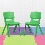 2 Pack Green Plastic Stackable School Chair with 15.5" Seat Height by Office Chairs PLUS