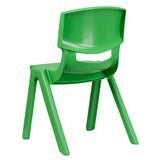 2 Pack Green Plastic Stackable School Chair with 15.5" Seat Height