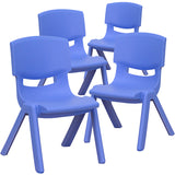 4 Pack Blue Plastic Stackable School Chair with 10.5'' Seat Height