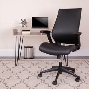 High Back Black LeatherSoft Executive Swivel Office Chair with Molded Foam Seat and Adjustable Arms