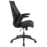 High Back Black LeatherSoft Executive Swivel Office Chair with Molded Foam Seat and Adjustable Arms
