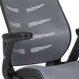 High Back Dark Gray Mesh Spine-Back Ergonomic Drafting Chair with Adjustable Foot Ring and Adjustable Flip-Up Arms