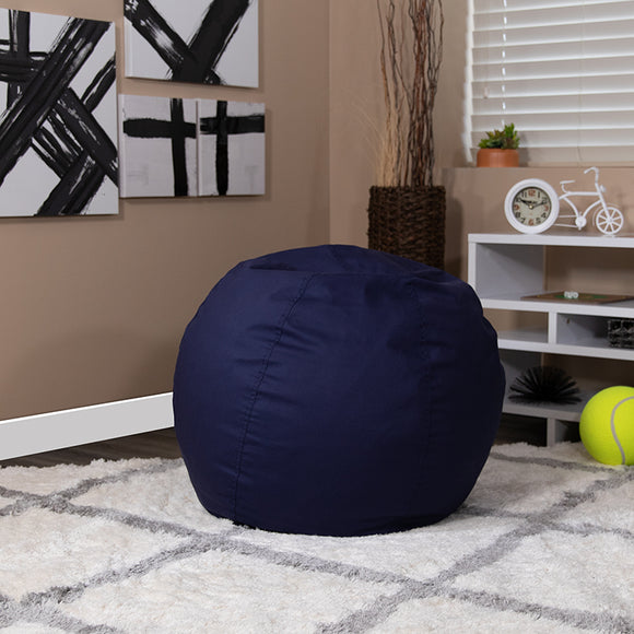 Small Solid Navy Blue Bean Bag Chair for Kids and Teens by Office Chairs PLUS