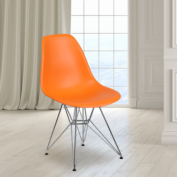 Elon Series Orange Plastic Chair with Chrome Base by Office Chairs PLUS