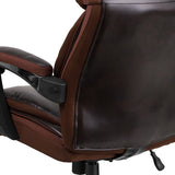 Big & Tall Office Chair | Brown LeatherSoft Executive Swivel Office Chair with Headrest and Wheels 