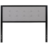 Bristol Metal Tufted Upholstered Queen Size Headboard in Light Gray Fabric
