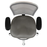 Mid-Back Light Gray Mesh Ergonomic Drafting Chair with Adjustable Chrome Foot Ring, Adjustable Arms and White Frame