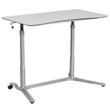 Sit-Down, Stand-Up Light Gray Computer Ergonomic Desk with 37.375''W Top (Adjustable Range 29'' - 40.75'')