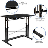 Height Adjustable (27.25-35.75"H) Sit to Stand Home Office Desk - Black