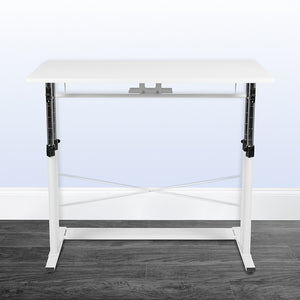 Height Adjustable (27.25-35.75"H) Sit to Stand Home Office Desk - White by Office Chairs PLUS