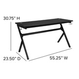 55" x 24" Extra Large Gaming Desk with Headphone Hook and Cup Holder - Free Mouse Pad 