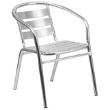 Heavy Duty Commercial Aluminum Indoor-Outdoor Restaurant Stack Chair with Triple Slat Back