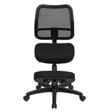 Mobile Ergonomic Kneeling Swivel Task Office Chair with Black Mesh Back and Fabric Seat