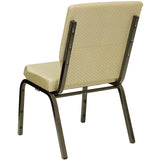 HERCULES Series 18.5''W Stacking Church Chair in Beige Patterned Fabric - Gold Vein Frame