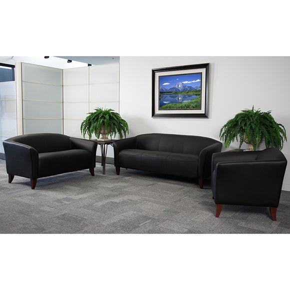 HERCULES Imperial Series Black LeatherSoft Loveseat by Office Chairs PLUS