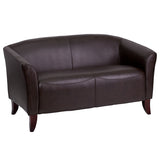 HERCULES Imperial Series Reception Area Office Loveseat in LeatherSoft Brown