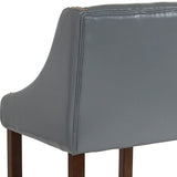 Carmel Series 24" High Transitional Walnut Counter Height Stool with Nail Trim in Light Gray LeatherSoft, Set of 2