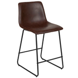 24 inch LeatherSoft Counter Height Barstools in Dark Brown, Set of 2