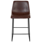 24 inch LeatherSoft Counter Height Barstools in Dark Brown, Set of 2