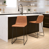 24 inch LeatherSoft Counter Height Barstools in Light Brown, Set of 2 by Office Chairs PLUS
