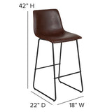 30 inch LeatherSoft Bar Height Barstools in Dark Brown, Set of 2