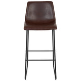 30 inch LeatherSoft Bar Height Barstools in Dark Brown, Set of 2