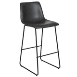 30 inch LeatherSoft Bar Height Barstools in Gray, Set of 2