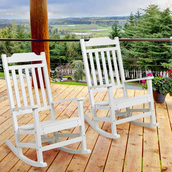 Set of 2 Winston All-Weather Rocking Chair in White Faux Wood  by Office Chairs PLUS