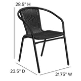 2 Pack Black Rattan Indoor-Outdoor Restaurant Stack Chair 