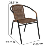 2 Pack Medium Brown Rattan Indoor-Outdoor Restaurant Stack Chair