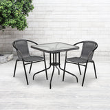 2 Pack Gray Rattan Indoor-Outdoor Restaurant Stack Chair 2-TLH-037-GY-GG