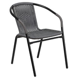 2 Pack Gray Rattan Indoor-Outdoor Restaurant Stack Chair 