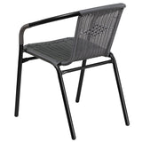 2 Pack Gray Rattan Indoor-Outdoor Restaurant Stack Chair 