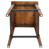 2 Pack Rustic Antique Walnut Industrial Wood Dining Backless Barstool