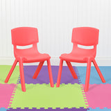 2 Pack Red Plastic Stackable School Chair with 12" Seat Height by Office Chairs PLUS