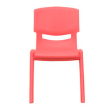 2 Pack Red Plastic Stackable School Chair with 12" Seat Height
