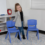 2 Pack Blue Plastic Stackable School Chair with 10.5'' Seat Height