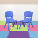 2 Pack Blue Plastic Stackable School Chair with 10.5'' Seat Height by Office Chairs PLUS