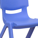 2 Pack Blue Plastic Stackable School Chair with 10.5'' Seat Height