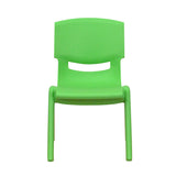 2 Pack Green Plastic Stackable School Chair with 10.5'' Seat Height