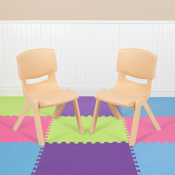 2 Pack Natural Plastic Stackable School Chair with 10.5