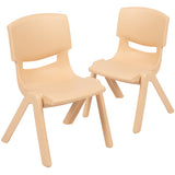 2 Pack Natural Plastic Stackable School Chair with 10.5" Seat Height