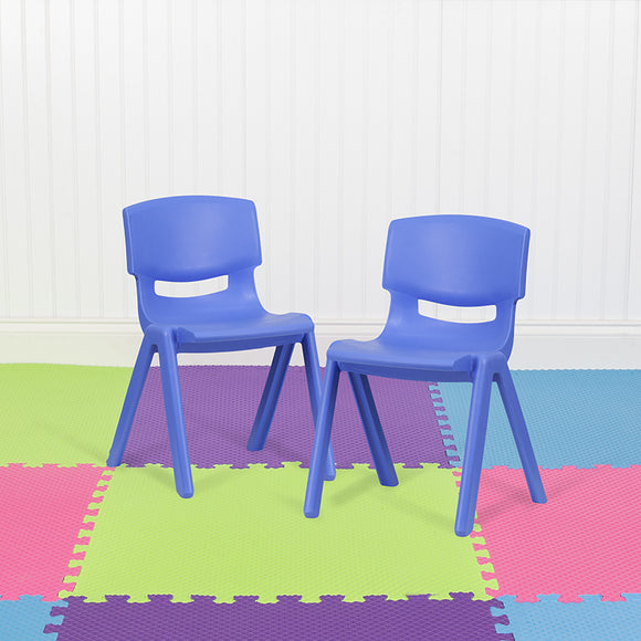 2 Pack Blue Plastic Stackable School Chair with 13.25