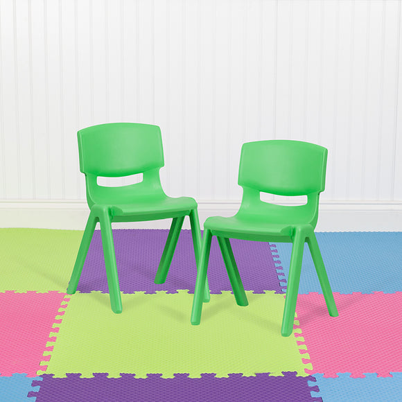 2 Pack Green Plastic Stackable School Chair with 13.25