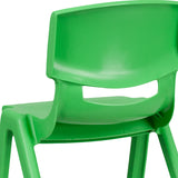 2 Pack Green Plastic Stackable School Chair with 13.25" Seat Height