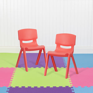 2 Pack Red Plastic Stackable School Chair with 13.25" Seat Height by Office Chairs PLUS
