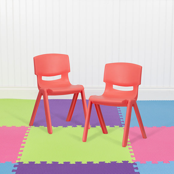 2 Pack Red Plastic Stackable School Chair with 13.25