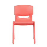 2 Pack Red Plastic Stackable School Chair with 13.25" Seat Height