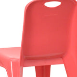 2 Pack Red Plastic Stackable School Chair with Carrying Handle and 11" Seat Height