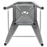 30" High Metal Indoor Bar Stool in Silver - Stackable Set of 4